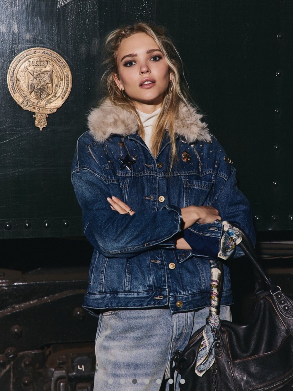 Free People Opal Swing Faux Fur Collar Jacket